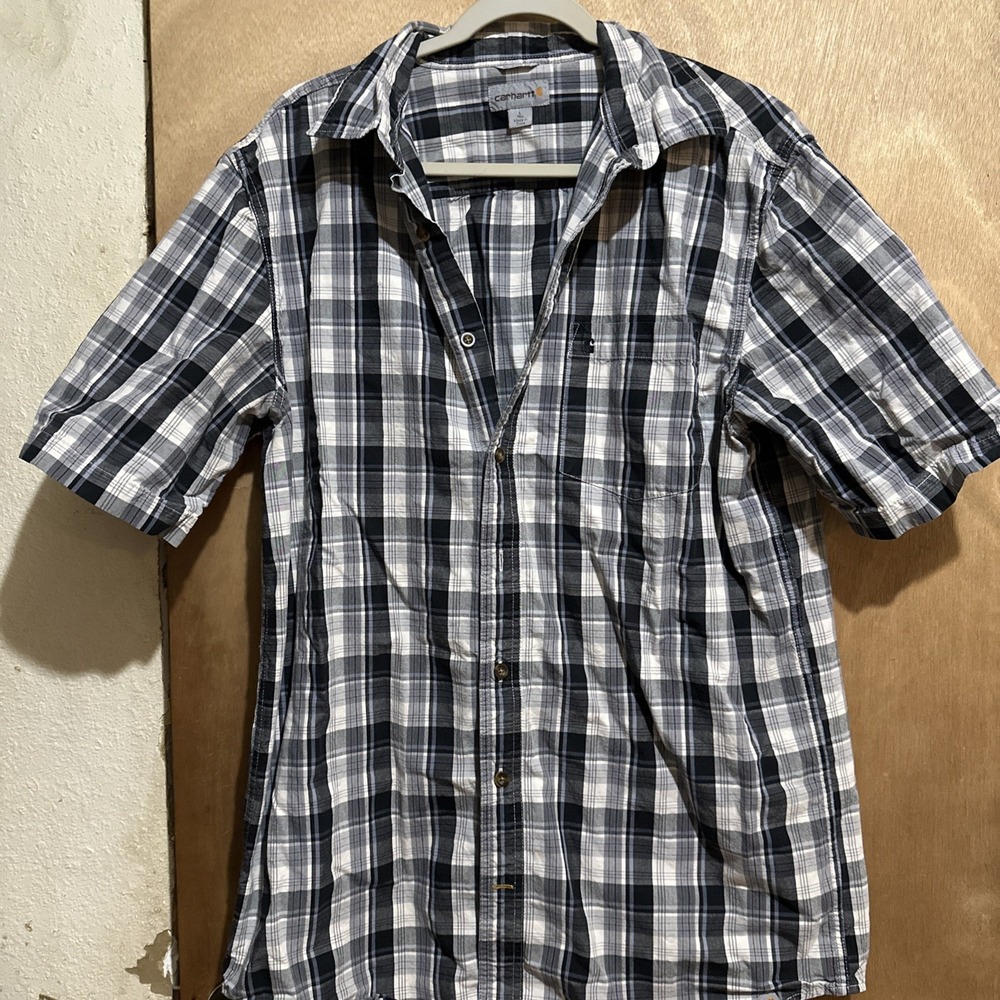 Carhartt Relaxed Fit Large Tall Short Sleeve Plaid Button Up